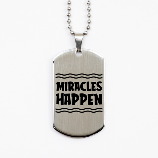 Miracles Happen,  Silver Dog Tag Bracelet. Model 60061