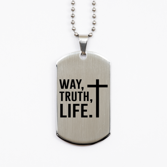 Way, Truth, Life,  Silver Dog Tag Bracelet. Model 60061