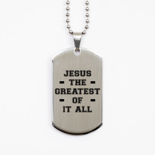 Jesus the Greatest of It All,  Silver Dog Tag Bracelet. Model 60061