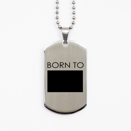 Born to Win,  Silver Dog Tag Bracelet. Model 60061