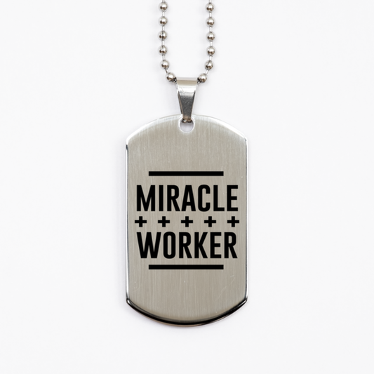 Miracle Plus Worker,  Silver Dog Tag Bracelet. Model 60061