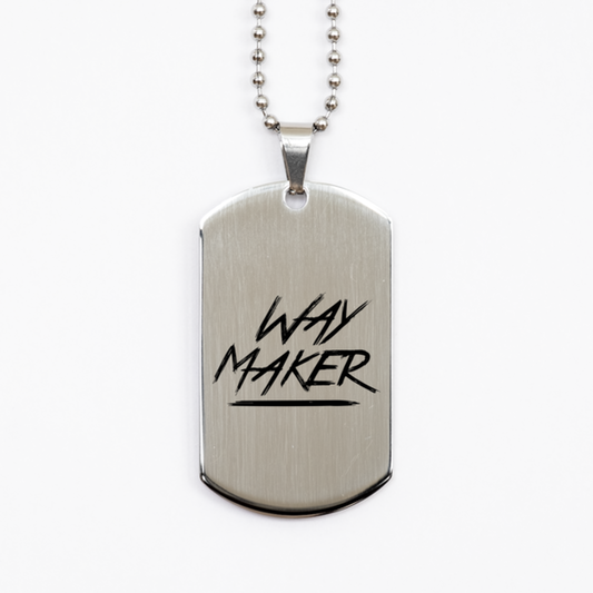 Way Maker,  Silver Dog Tag Bracelet. Model 60061