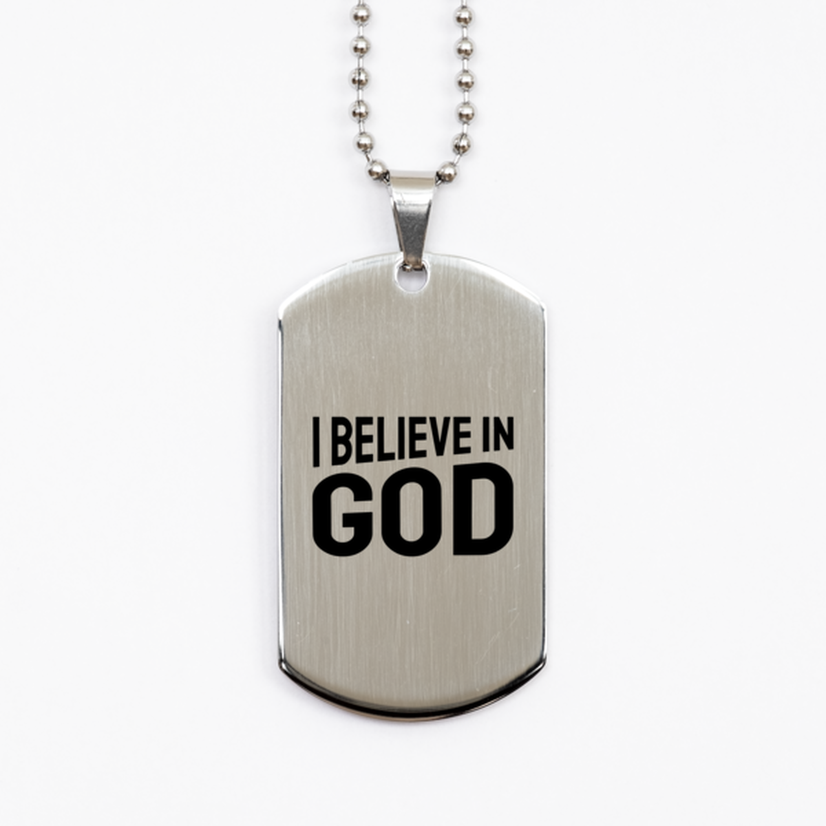 I Believe in God,  Silver Dog Tag Bracelet. Model 60061