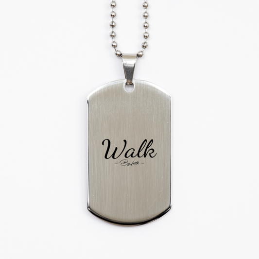 Walk by Faith,  Silver Dog Tag Bracelet. Model 60061