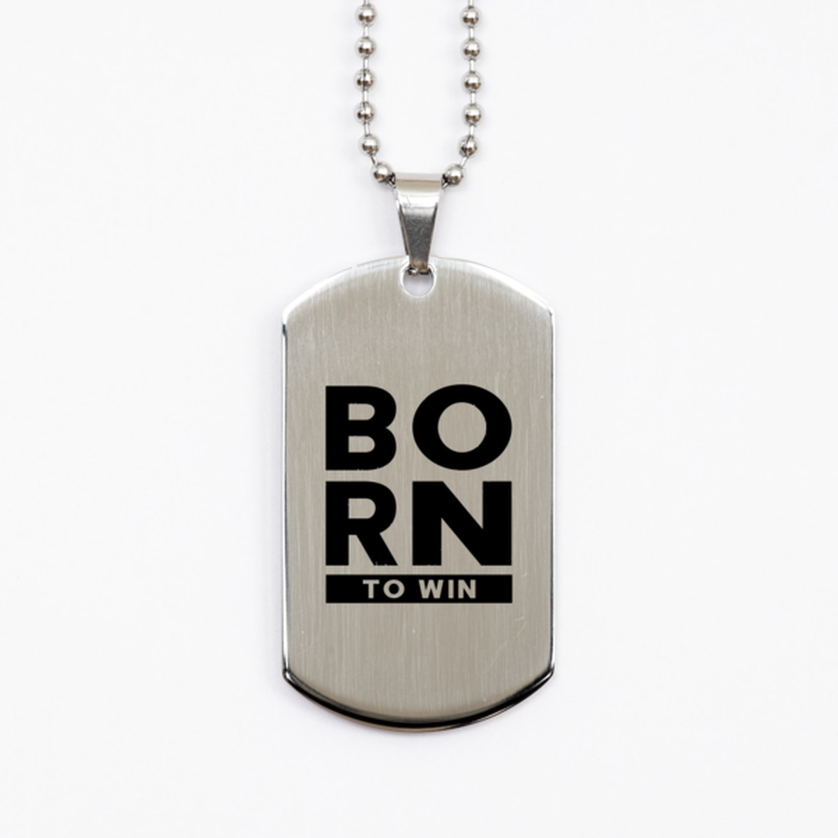 Born to Win,  Silver Dog Tag Bracelet. Model 60061