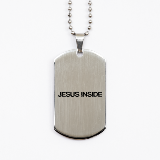 Jesus Inside,  Silver Dog Tag Bracelet. Model 60061
