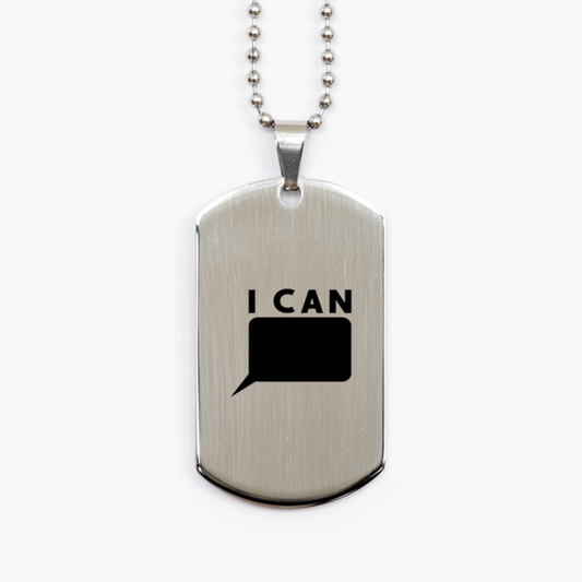 I Can No Comment,  Silver Dog Tag Bracelet. Model 60061