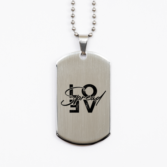 Spread Love,  Silver Dog Tag Bracelet. Model 60061