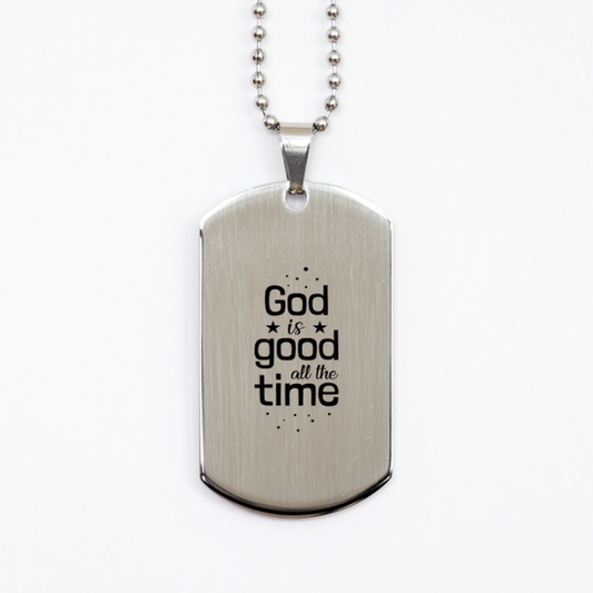 God is Good All the Time 2,  Silver Dog Tag Bracelet. Model 60061