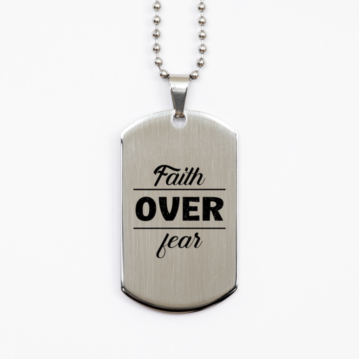 Faith Over Fear 2,  Silver Dog Tag Bracelet. Model 60061