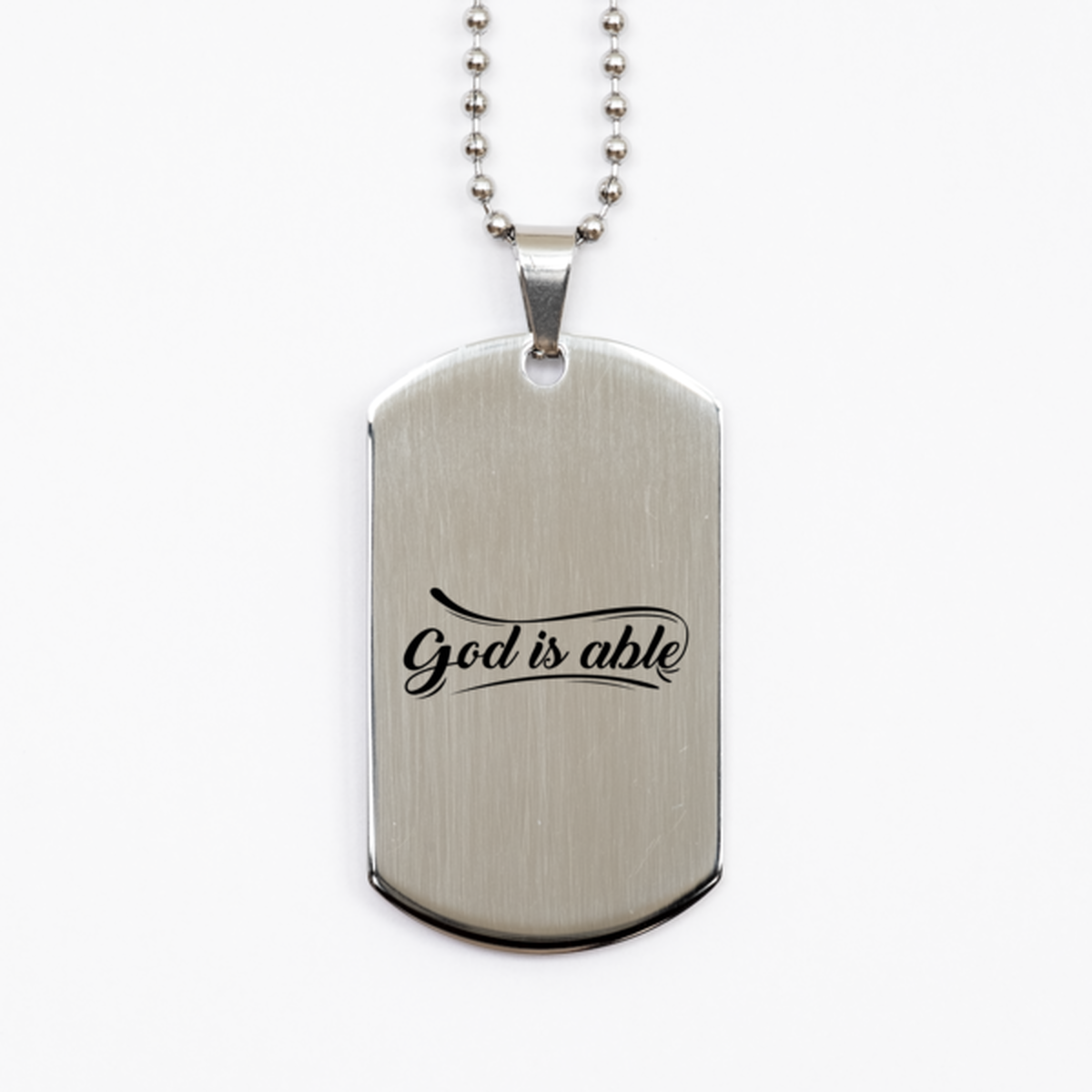 God is Able,  Silver Dog Tag Bracelet. Model 60061