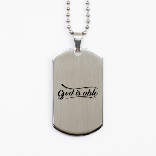 God is Able,  Silver Dog Tag Bracelet. Model 60061