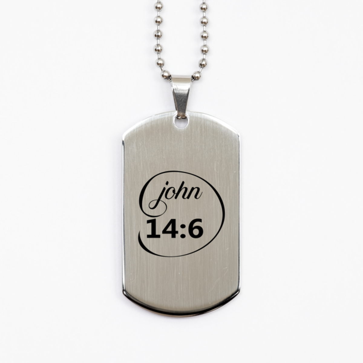 John 14:6,  Silver Dog Tag Bracelet. Model 60061