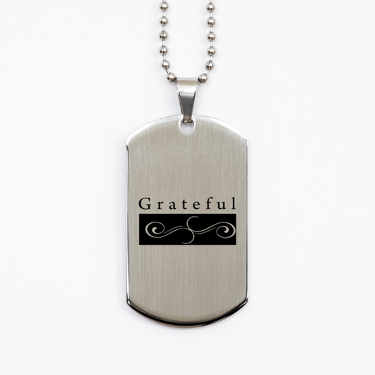 Grateful,  Silver Dog Tag Bracelet. Model 60061