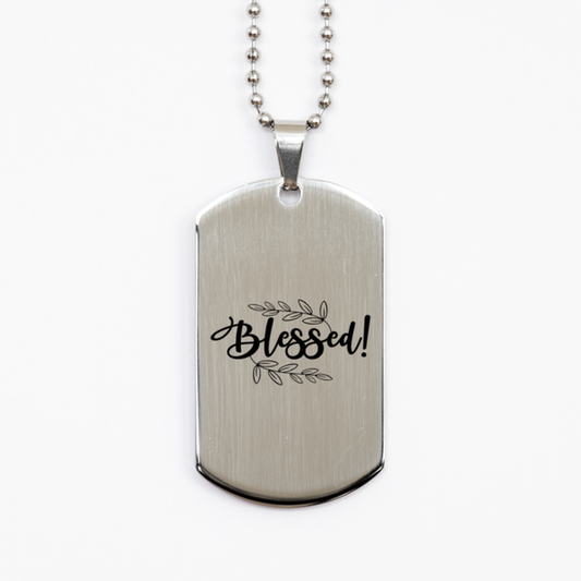 Blessed 5,  Silver Dog Tag Bracelet. Model 60061