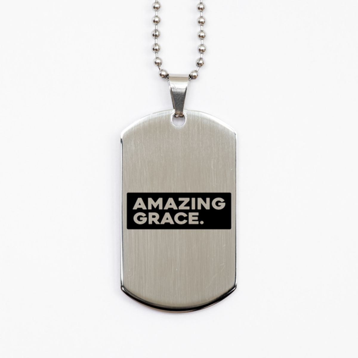 Amazing Grace 2,  Silver Dog Tag Bracelet. Model 60061