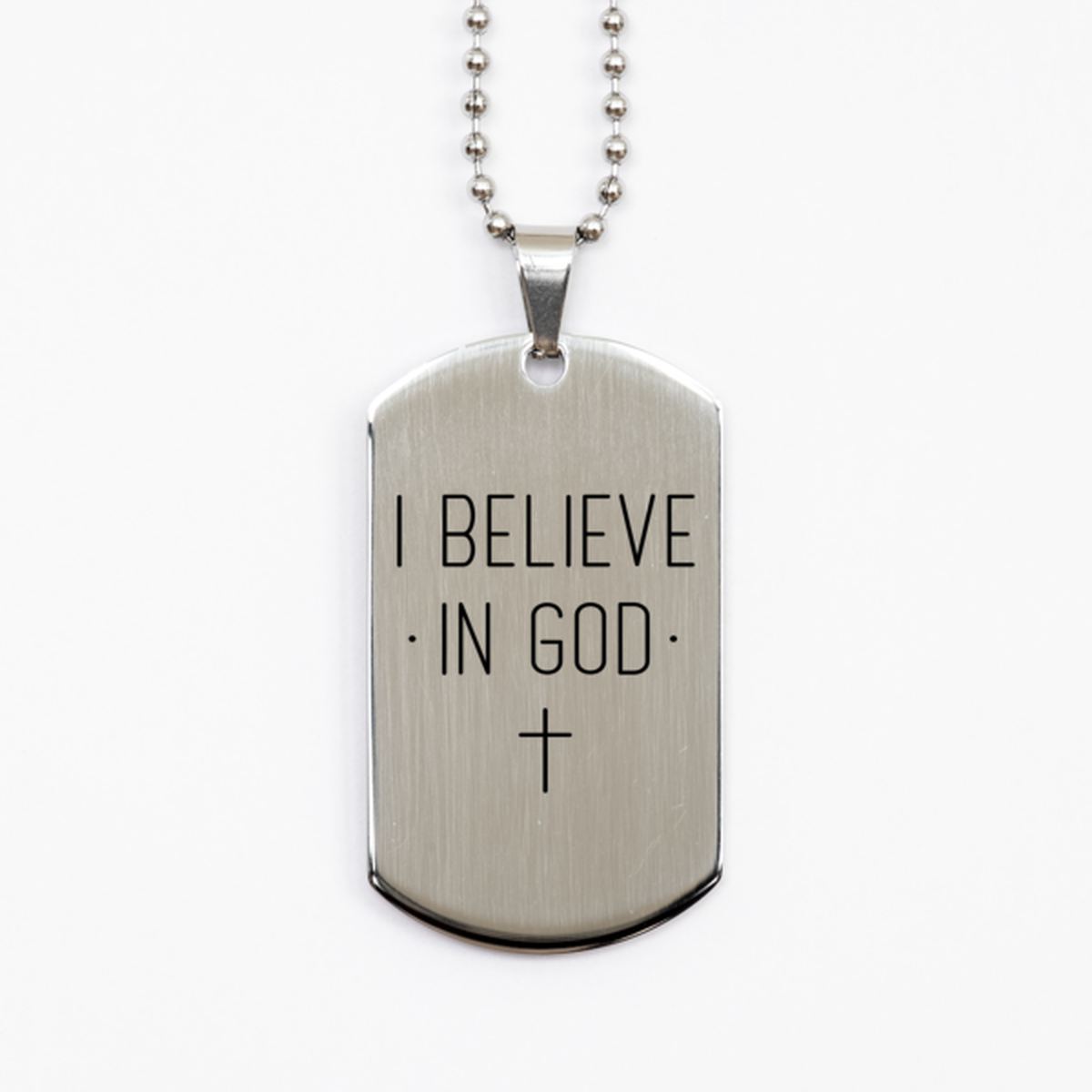 I Believe in God 2,  Silver Dog Tag Bracelet. Model 60061