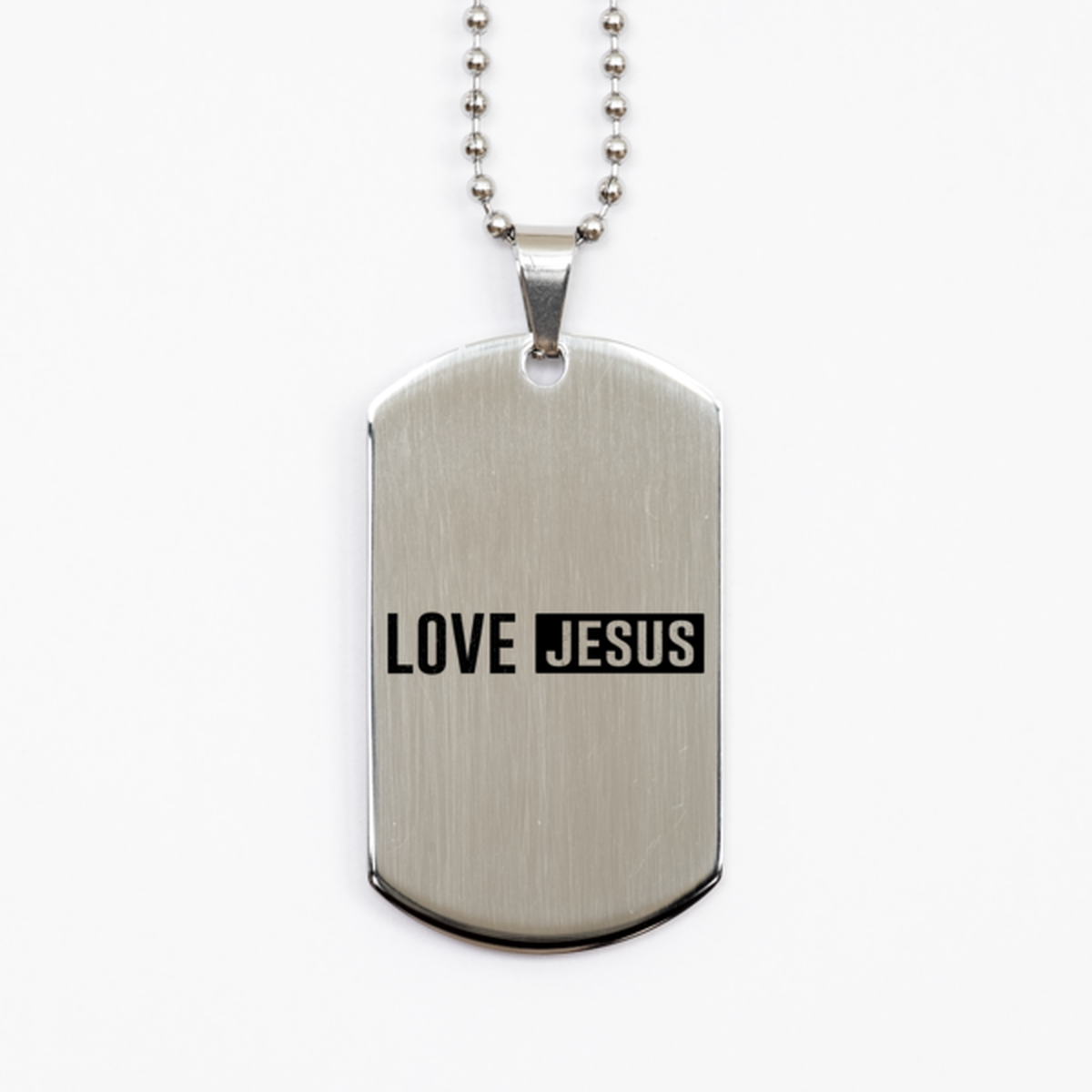 Love Jesus 2,  Silver Dog Tag Bracelet. Model 60061