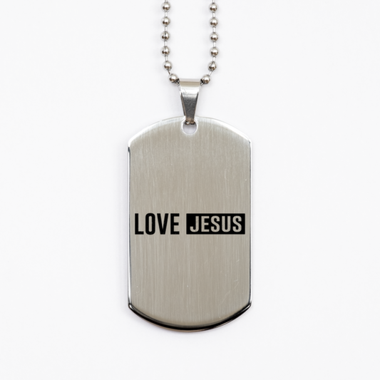 Love Jesus 2,  Silver Dog Tag Bracelet. Model 60061