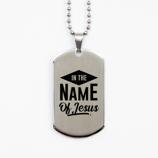 In the Name of Jesus 2,  Silver Dog Tag Bracelet. Model 60061
