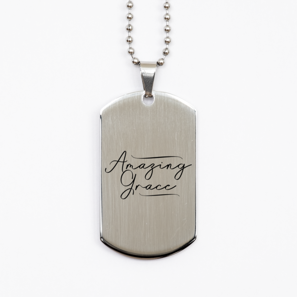 Amazing Grace 3,  Silver Dog Tag Bracelet. Model 60061