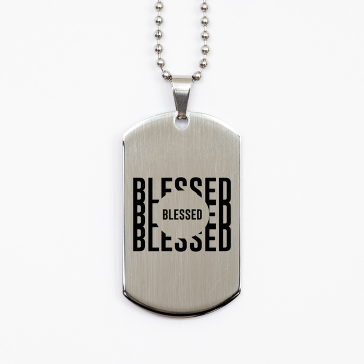 Blessed 6,  Silver Dog Tag Bracelet. Model 60061