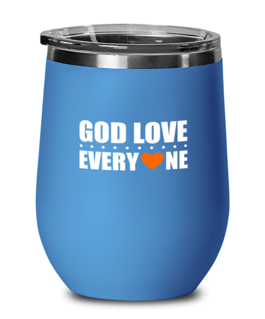 God Love Every One, blue drinkware metal glass. Model 60062