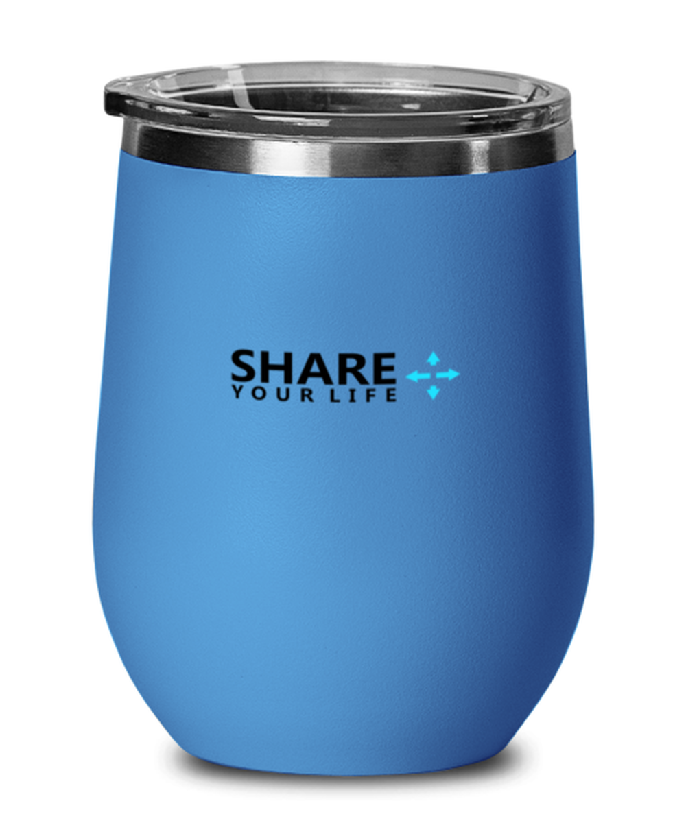 Share Your Life, blue drinkware metal glass. Model 60062