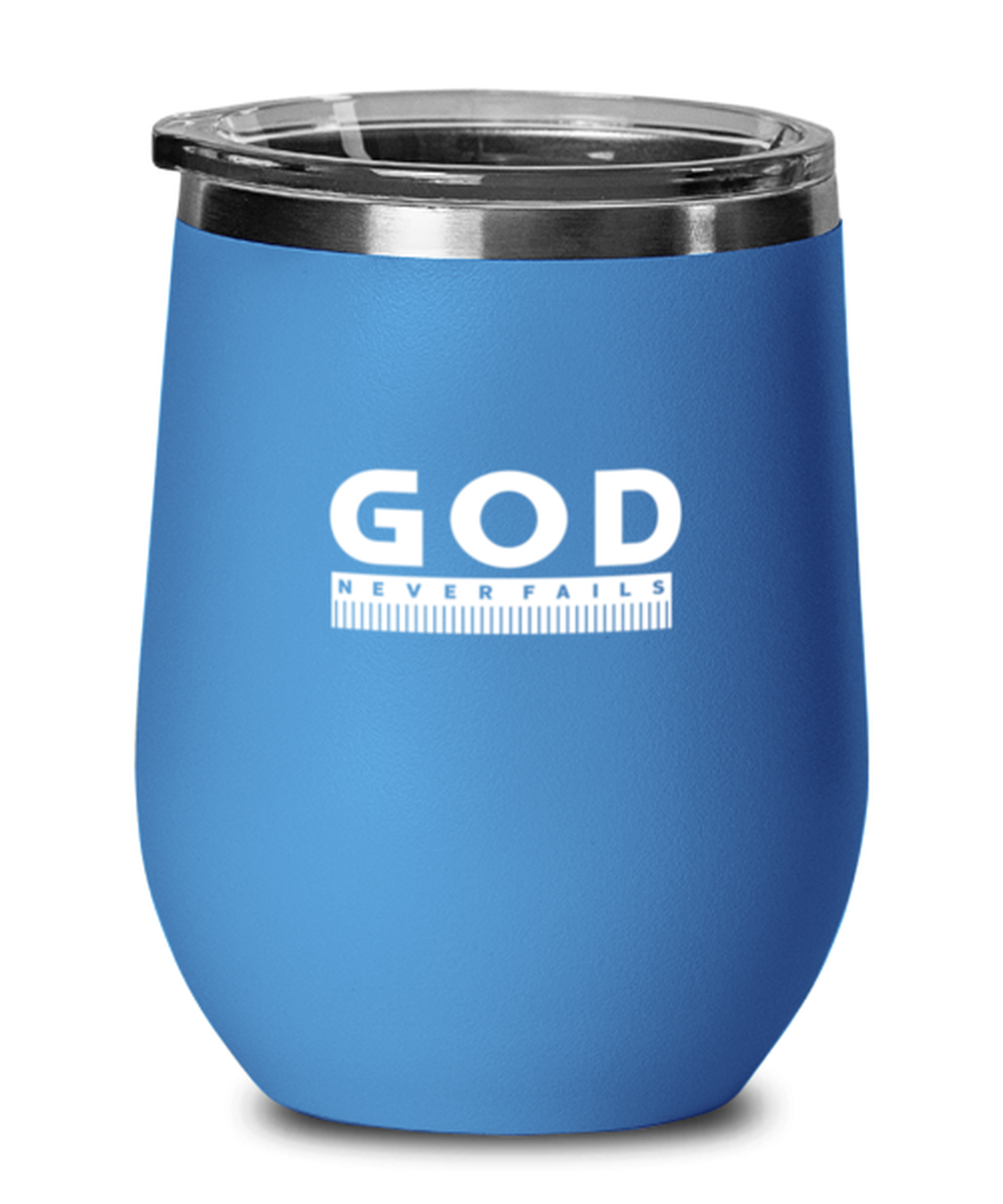 God Never Fails 2, blue drinkware metal glass. Model 60062