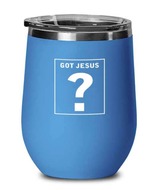 Got Jesus, blue drinkware metal glass. Model 60062
