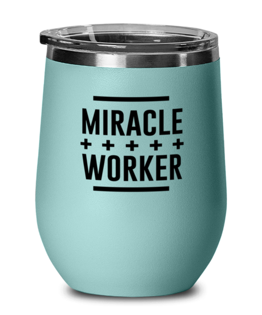 Miracle Plus Worker, teal drinkware metal glass. Model 60063