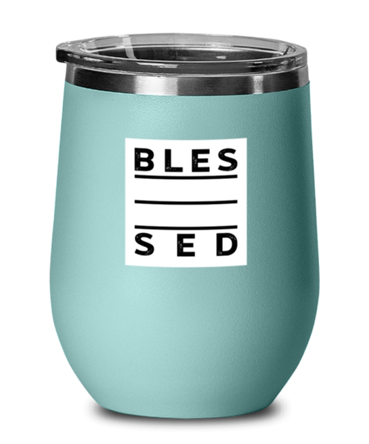 Blessed 4, teal drinkware metal glass. Model 60063