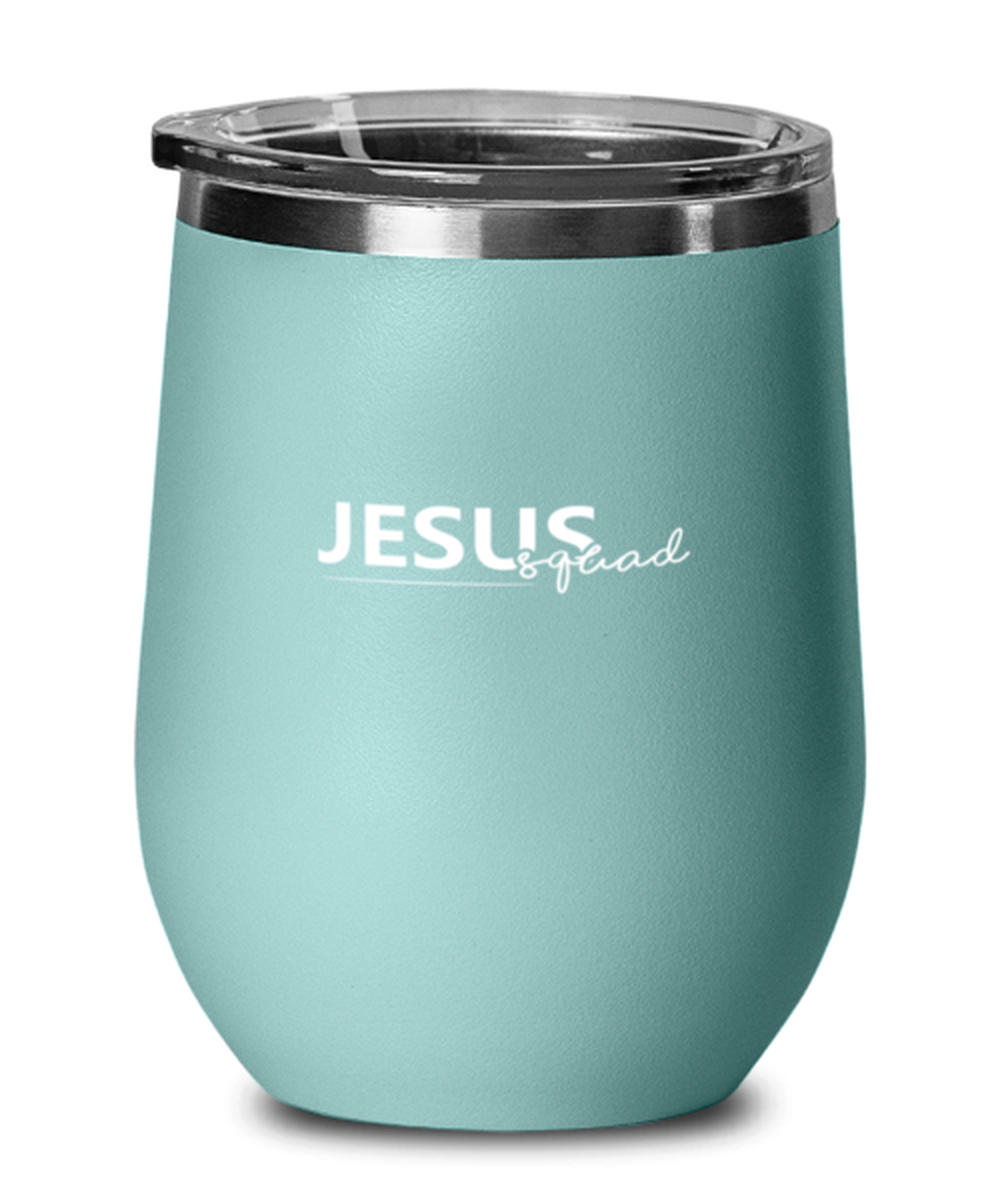 Jesus Squad, teal drinkware metal glass. Model 60063