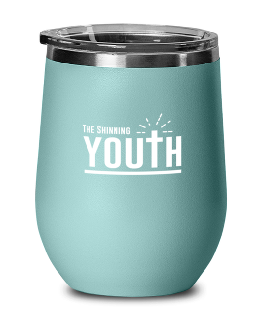 The Shining Youth, teal drinkware metal glass. Model 60063
