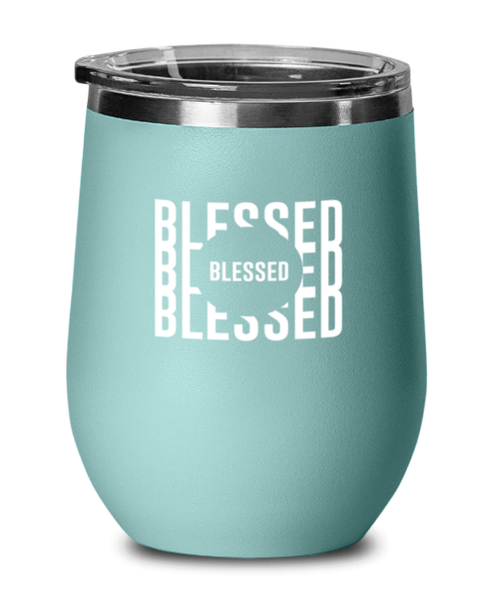 Blessed 6, teal drinkware metal glass. Model 60063