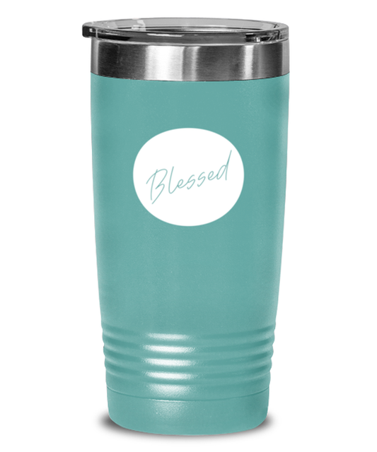 Blessed, teal tumbler. Model 60064