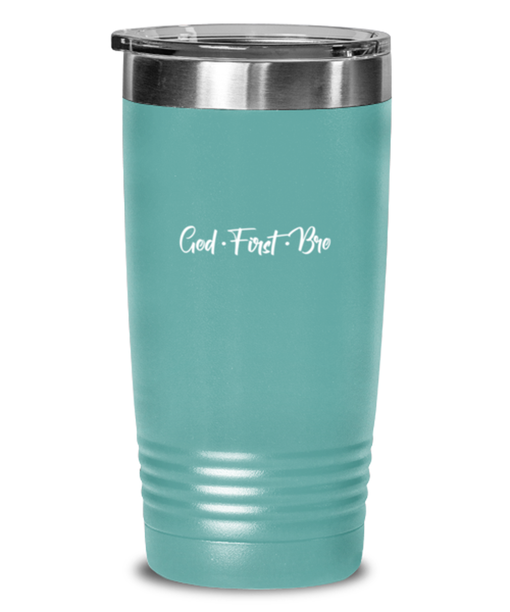 God First Bro, teal tumbler. Model 60064