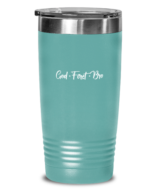 God First Bro, teal tumbler. Model 60064