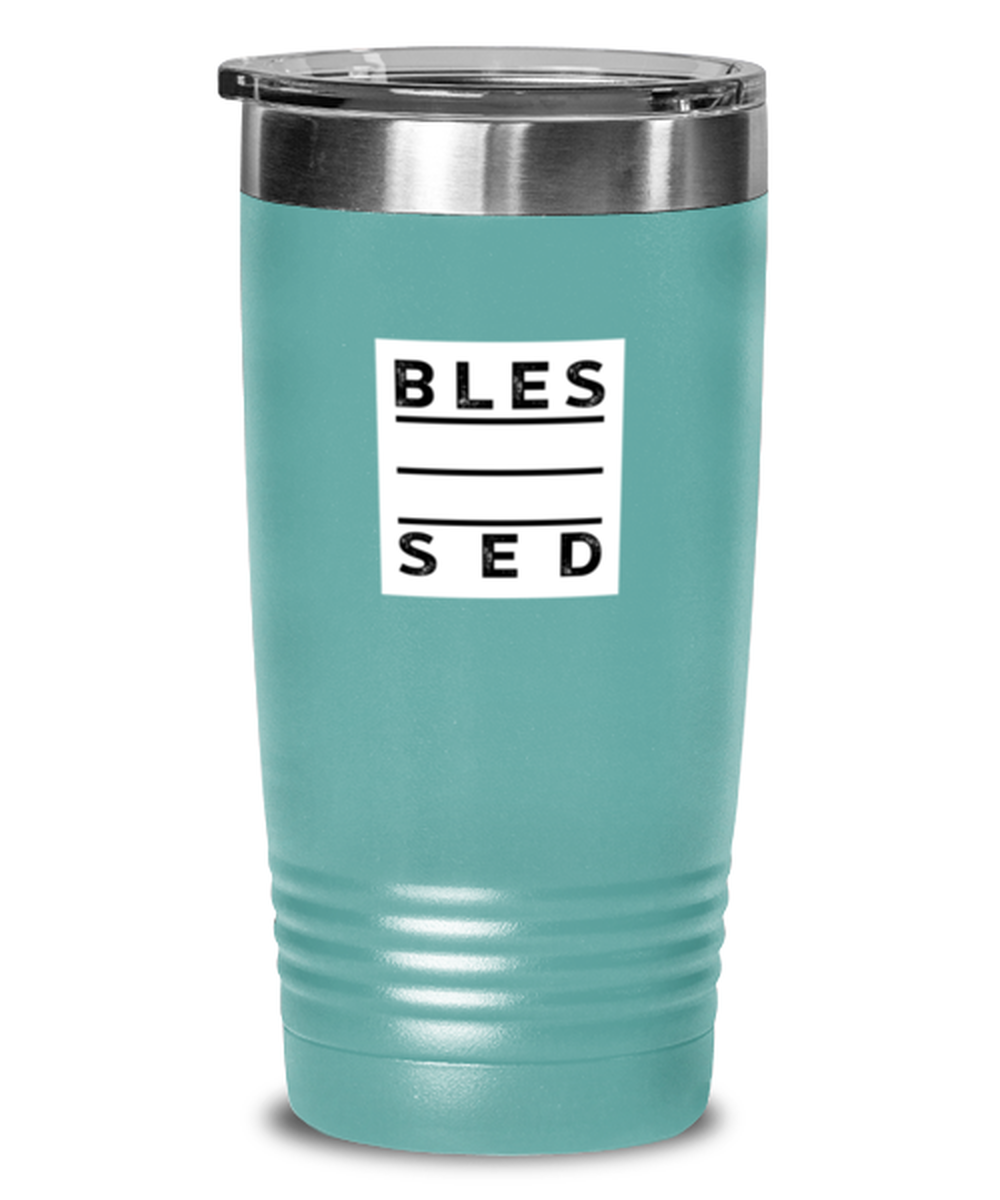 Blessed 4, teal tumbler. Model 60064