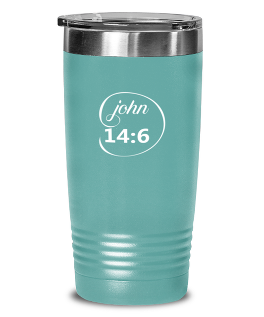 John 14:6, teal tumbler. Model 60064