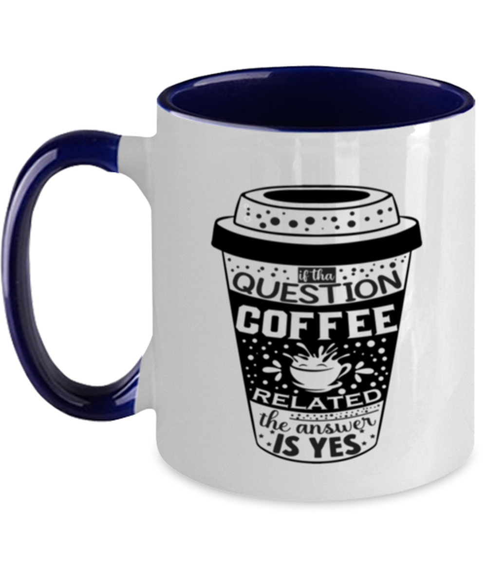If tha question is coffee related the answer is yes-01, navy Two Tone Coffee Mug. Model 60066