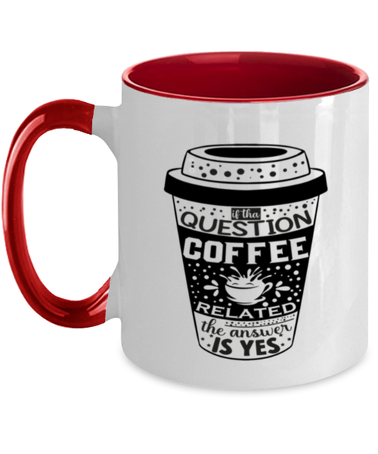 If tha question is coffee related the answer is yes-01, red Two Tone Coffee Mug. Model 60066