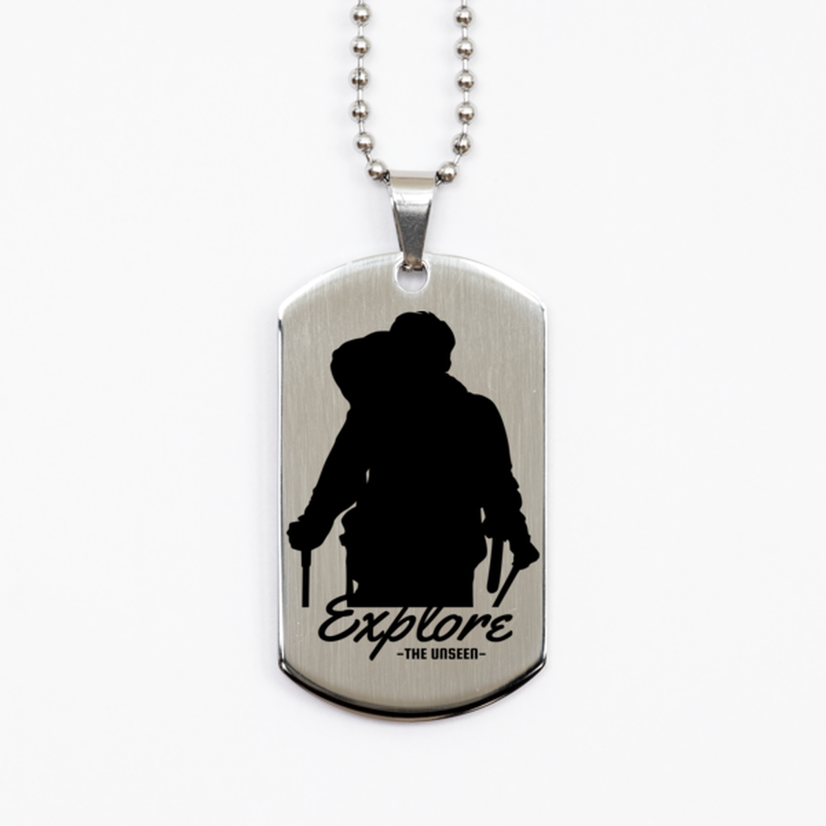 Explore the Unseen,  Silver Dog Tag. Model 60067