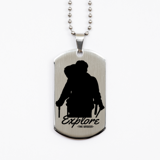 Explore the Unseen,  Silver Dog Tag. Model 60067