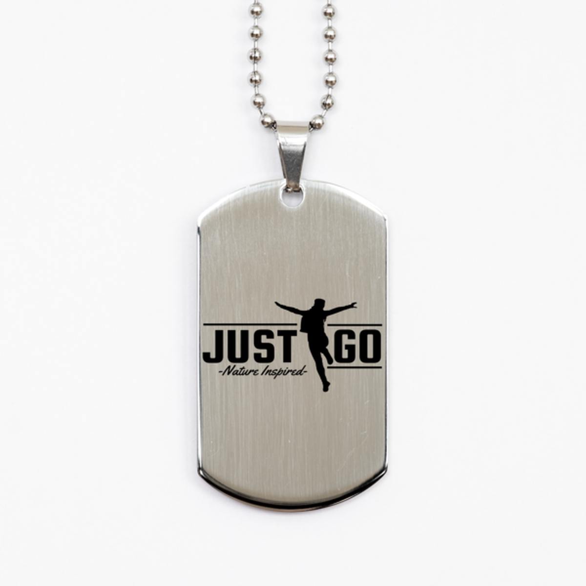 Just Go,  Silver Dog Tag. Model 60067