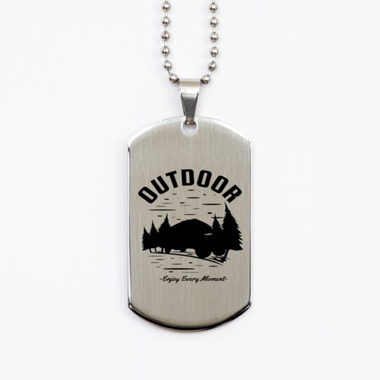 Outdoor Enjoy Every Moment,  Silver Dog Tag. Model 60067