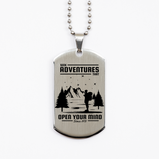 Seek Adventures that Open Your Mind 2,  Silver Dog Tag. Model 60067