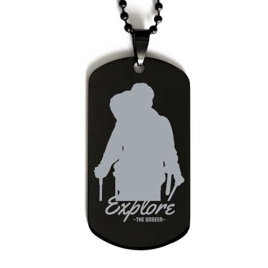 Explore the Unseen,  Black Dog Tag. Model 60068