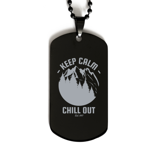 Keep Calm and Chill Out,  Black Dog Tag. Model 60068