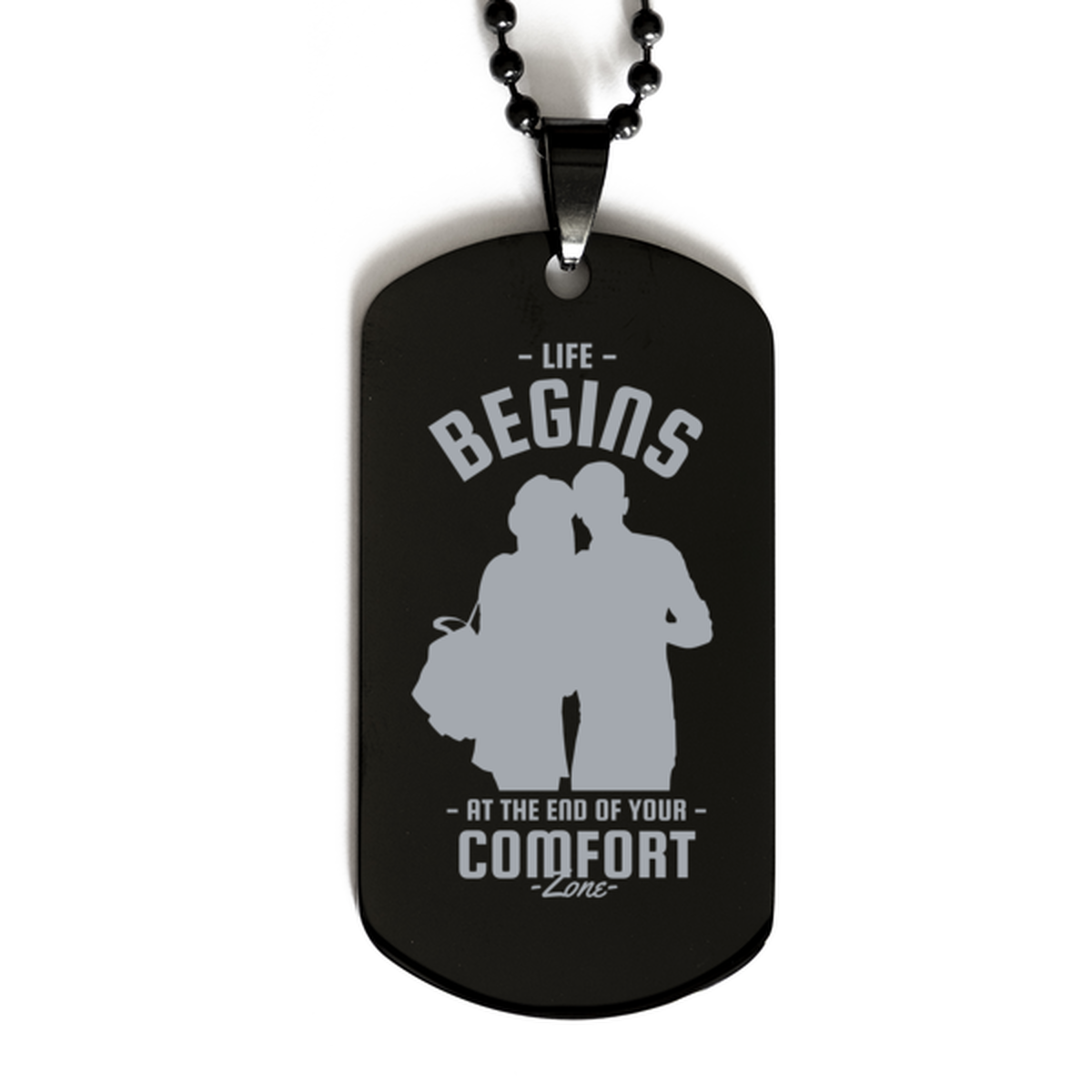 Life Begins at the End,  Black Dog Tag. Model 60068